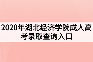 2020年湖北经济学院成人高考录取查询入口